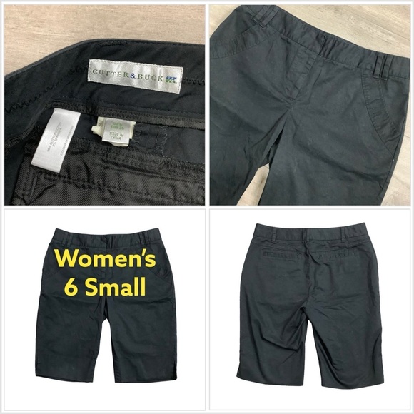 Women's Cutter & Buck Golf 6 S Small Chino Khakis Shorts Bermuda Black Stretch - Picture 1 of 10